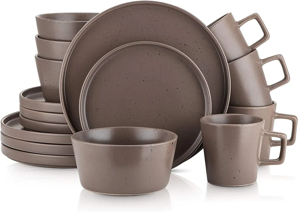 Stone Lain Coupe Dinnerware Set, Service For 8, Black Matte