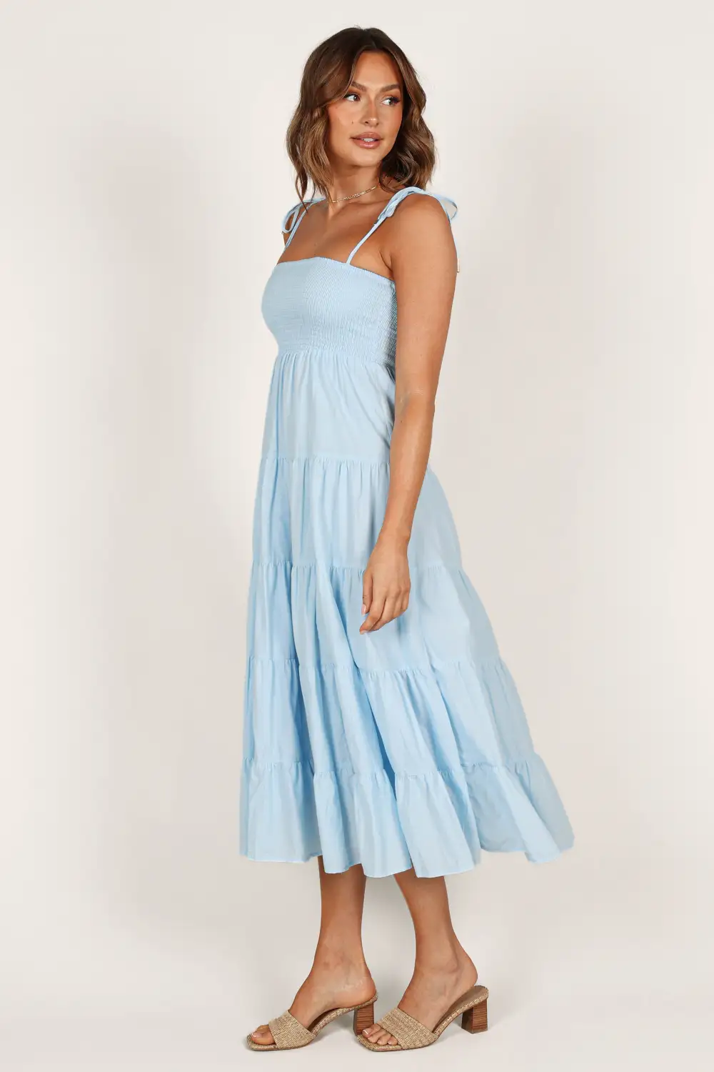 Carrol Shirred Bodice Maxi Dress - Blue