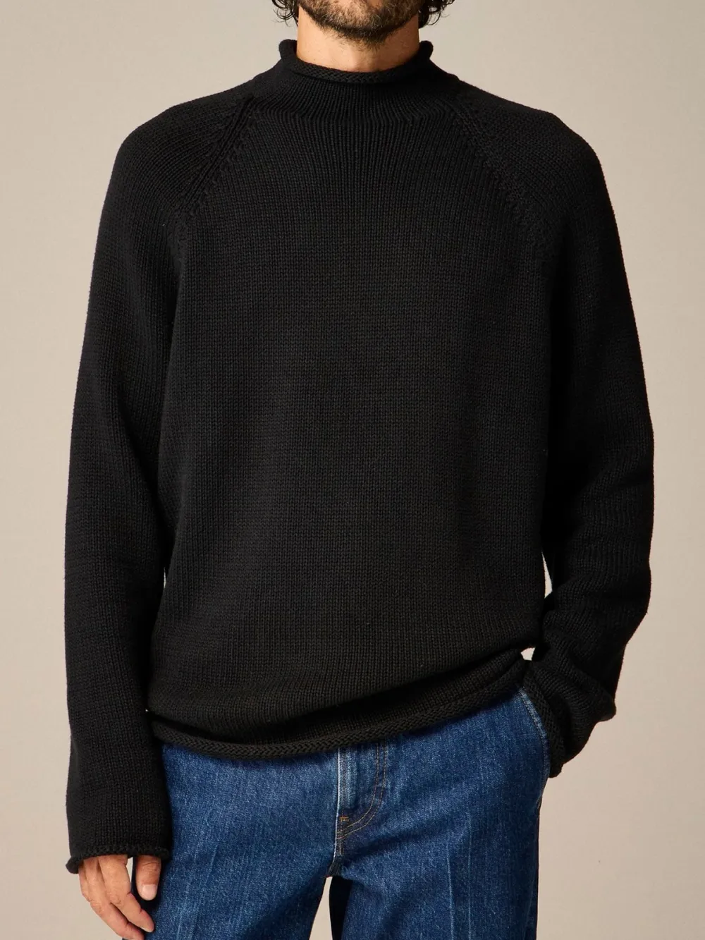 Black Mock Neck Knit Sweater