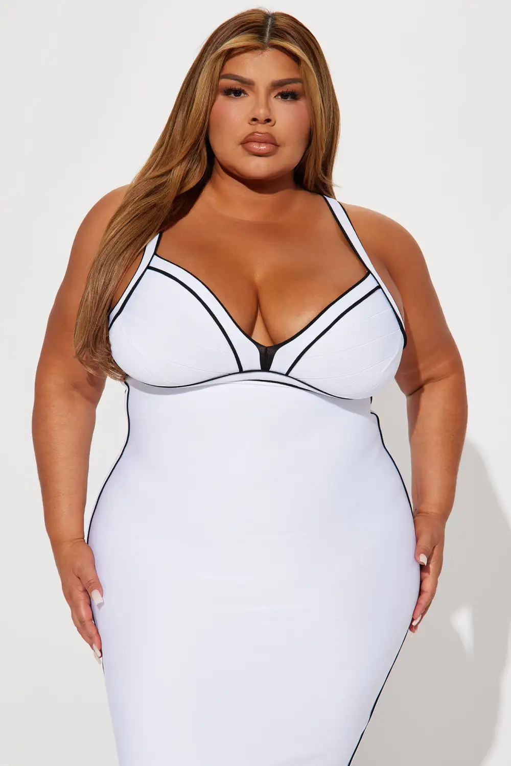 Country Club Bandage Midi Dress - White/Black
