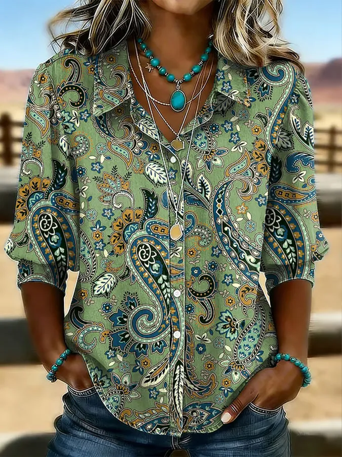 Women's Casual Retro Cotton Linen Shirt