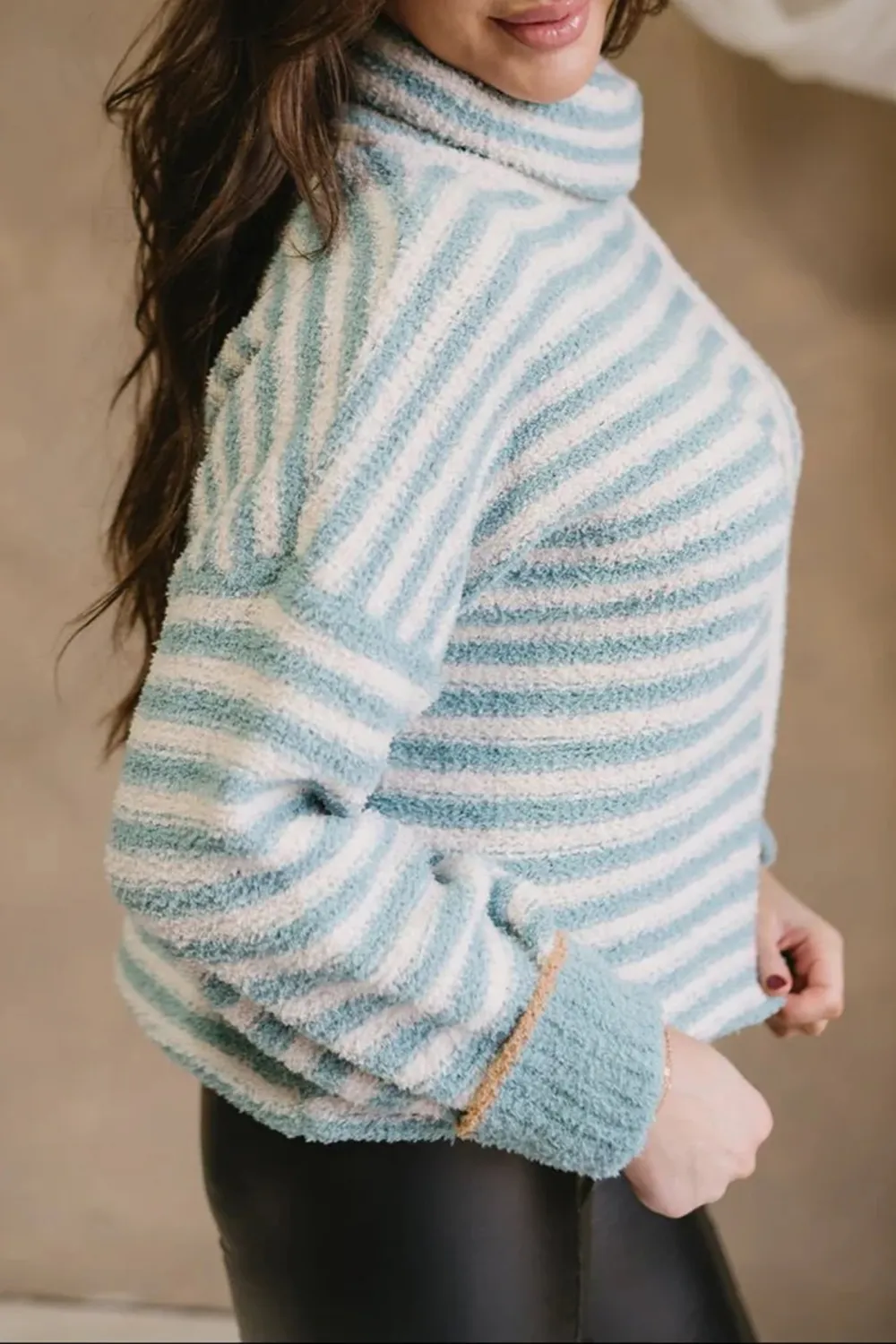 Striped High Neck Sweater