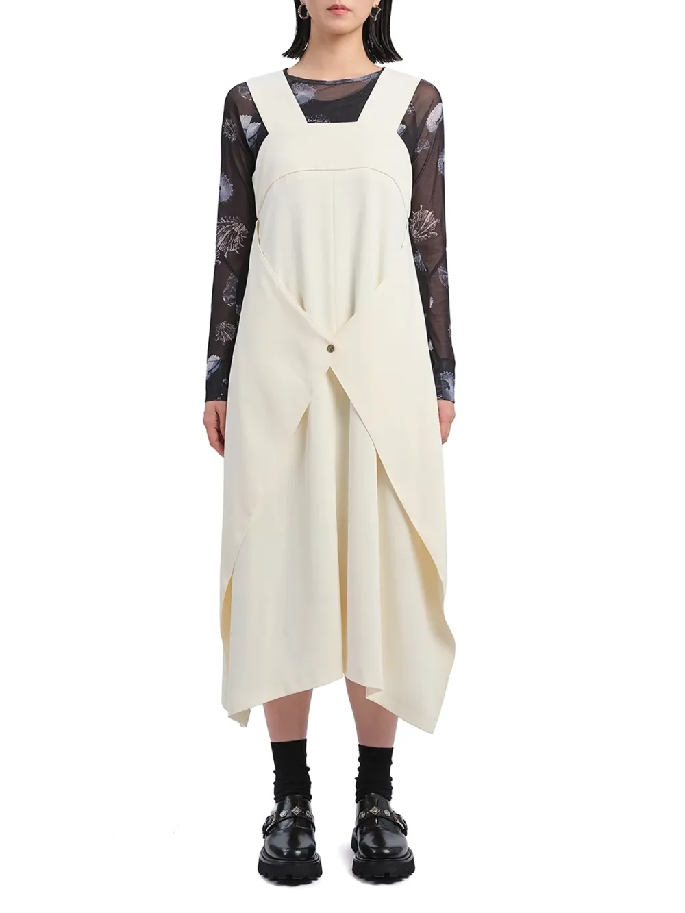 Wrap - Style Strapless Overlay Midi Dress