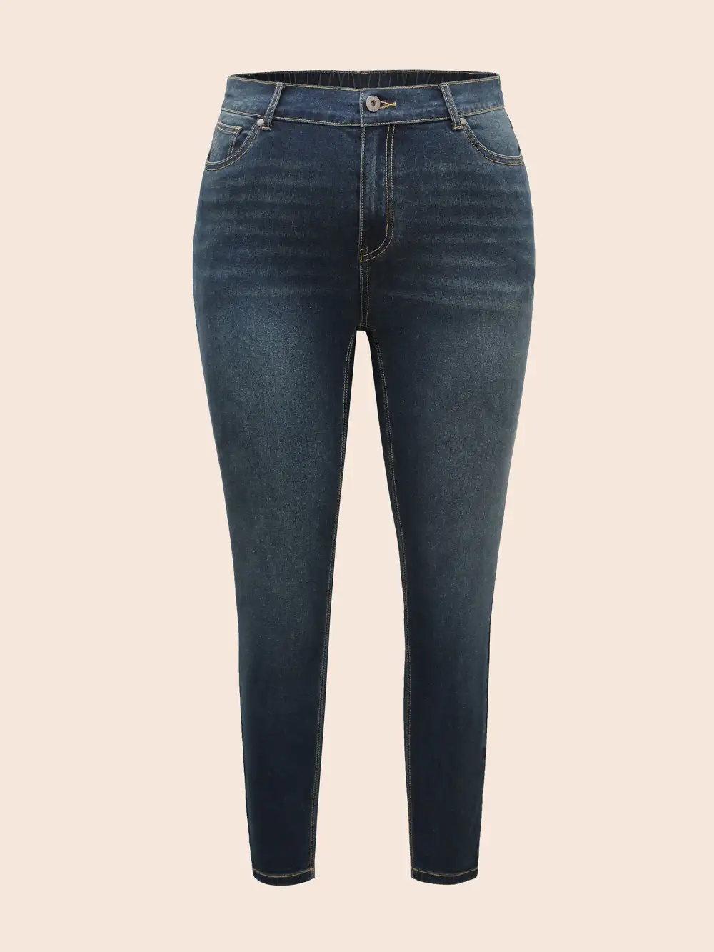 Dark Wash Elastic Waist Skinny Jeans