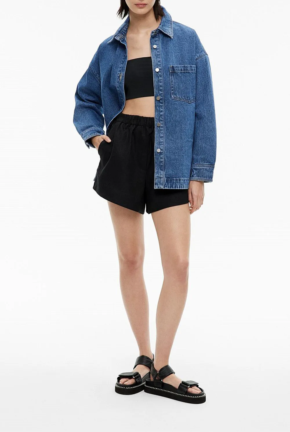 Flax Texture Thin Short Pants