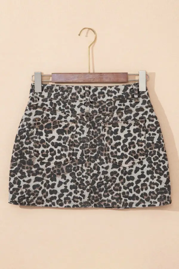 Leopard Denim Mini So Skirt