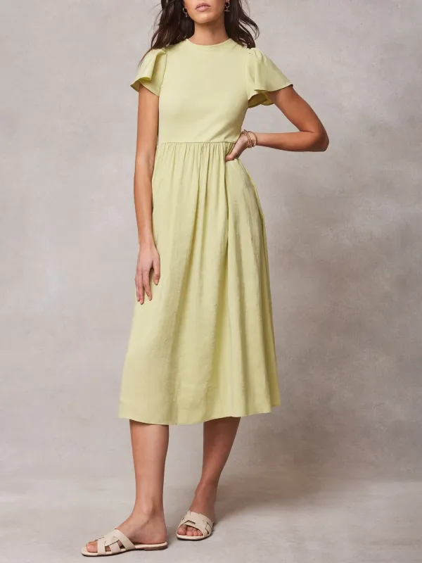 Ruffle Midi Jersey Dress