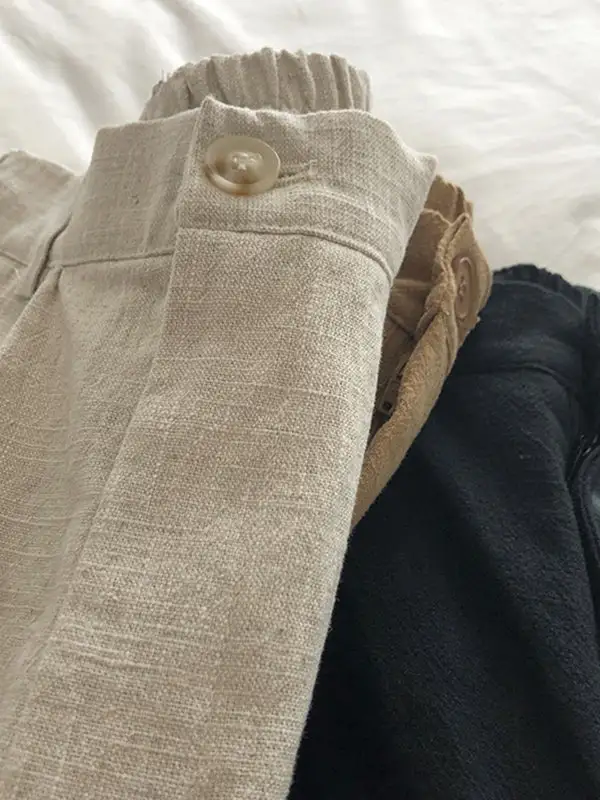 Losse Wijde Pijpen Elasticiteit Geplooide Effen Kleur Shorts