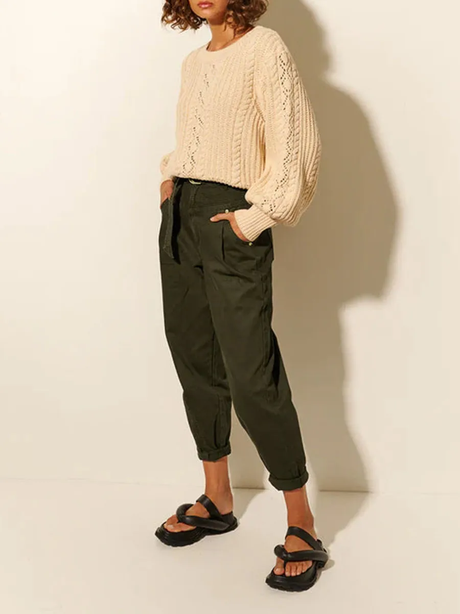 Cream Textured Knit Sweater