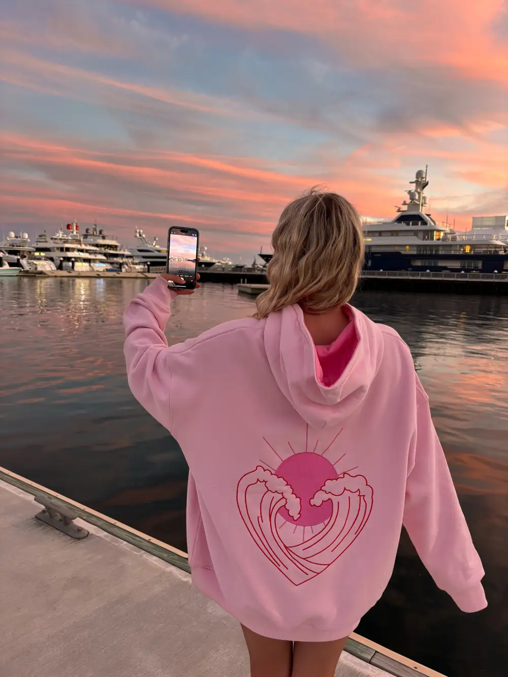 Bubblegum Ocean Heart Stitched Hoodie