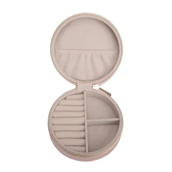 Quilted Round Travel Jewelry Case