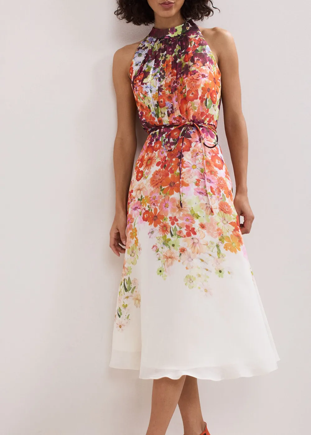 Classic And Trendy Sleeveless High-Neck Art Print Dress