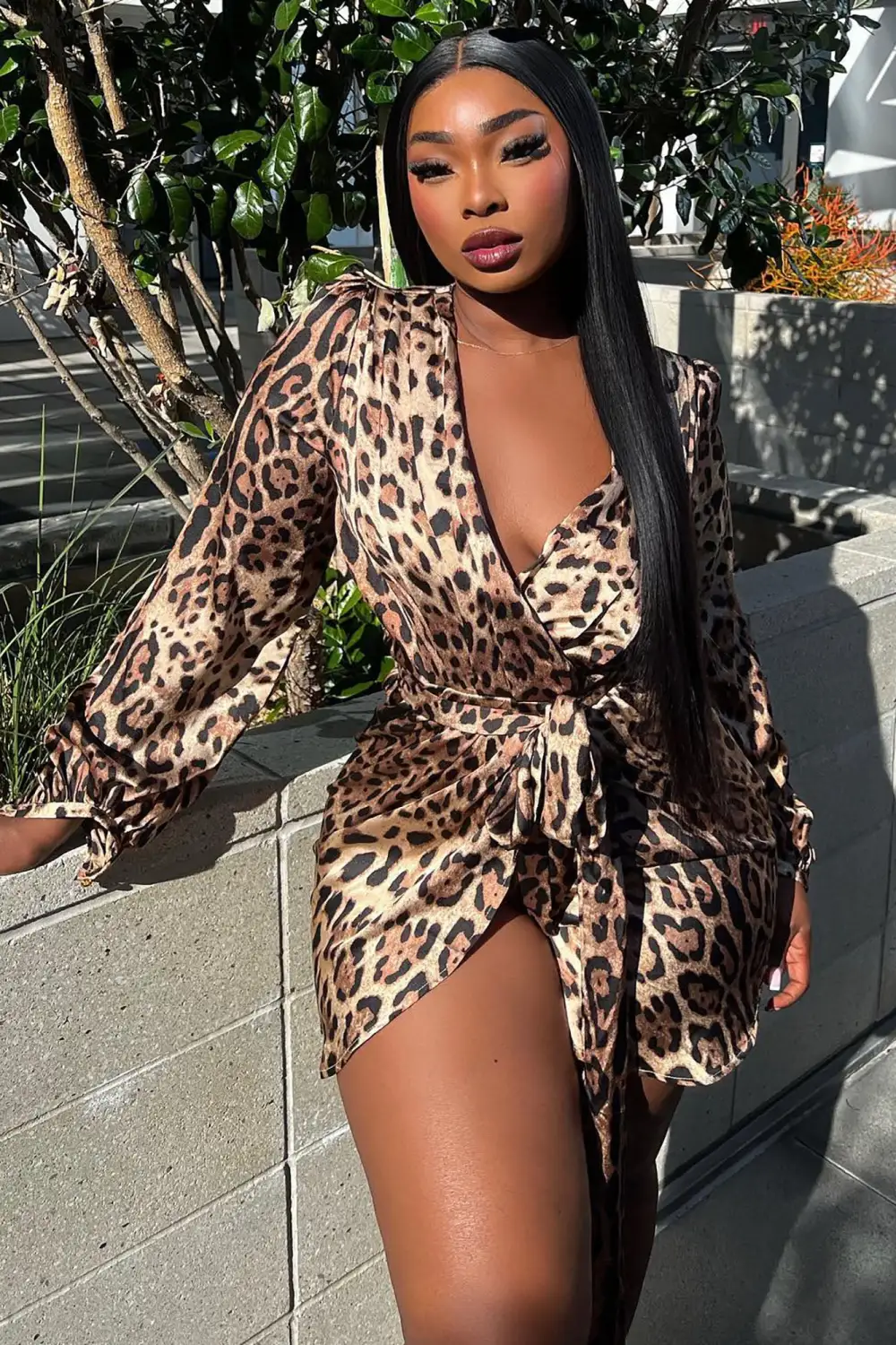 Pretty Instinct Satin Mini Dress - Brown/combo