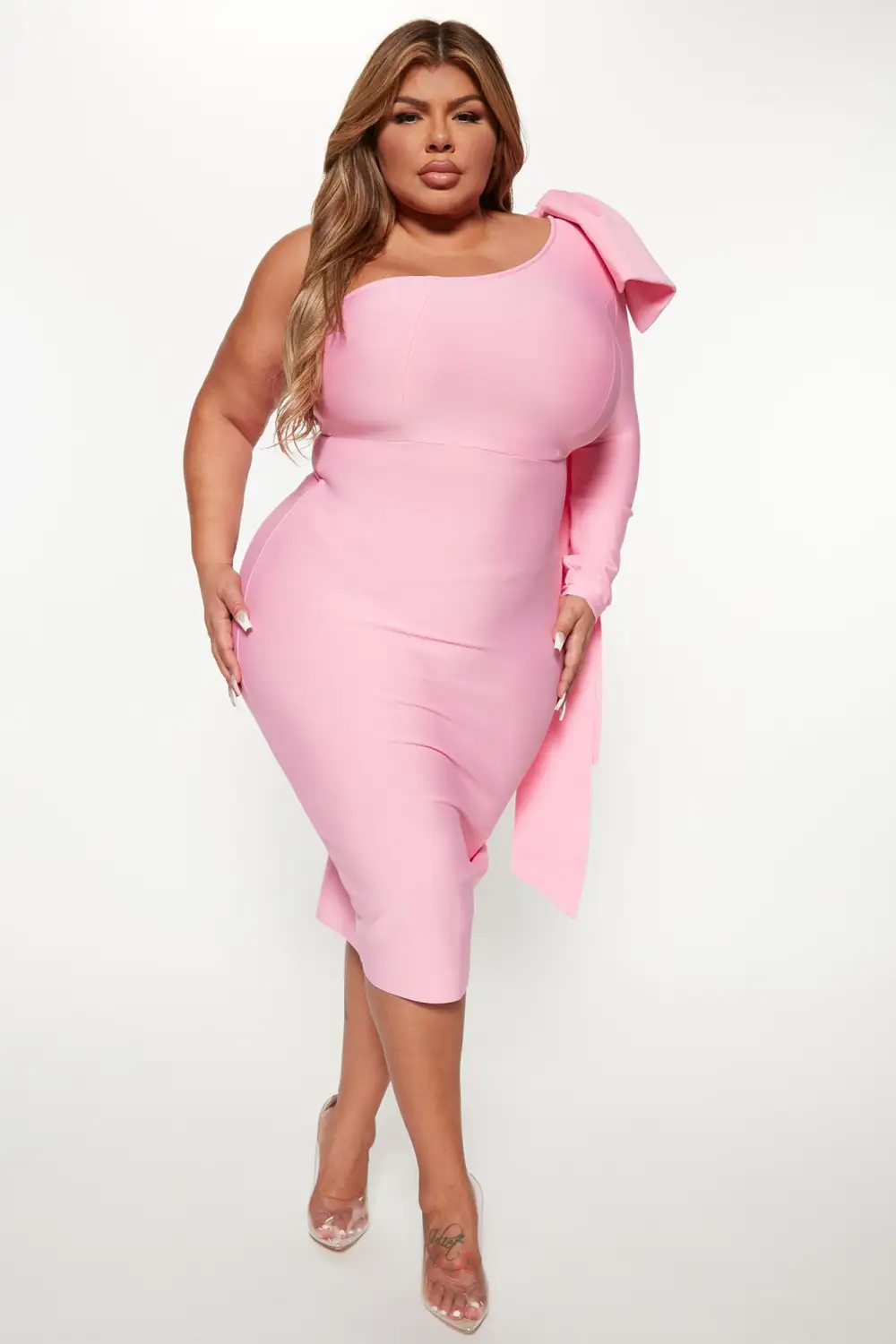 Perfectly Gifted Bandage Midi Dress - Pink