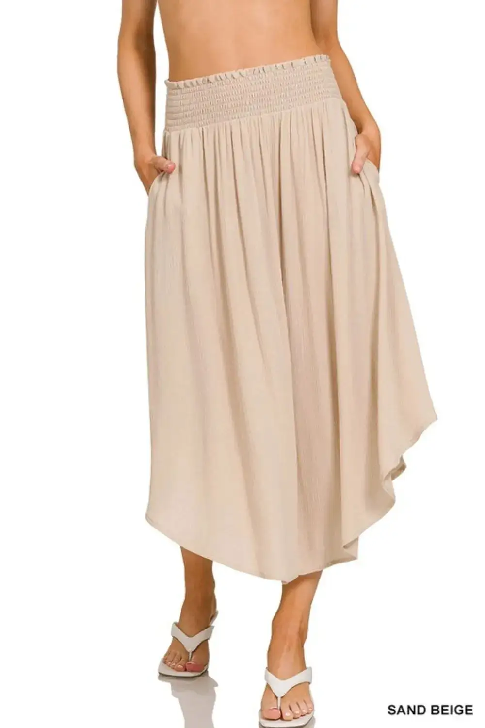 Classic Smocked Pocket Maxi Skirt