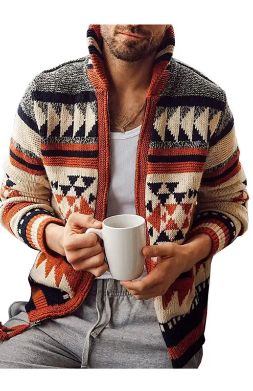 Zip Front Lapel Collar Collared Sweater