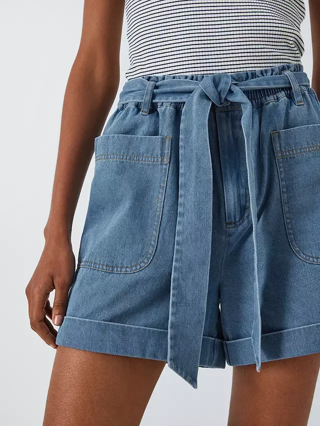 Paperbag Denim Shorts