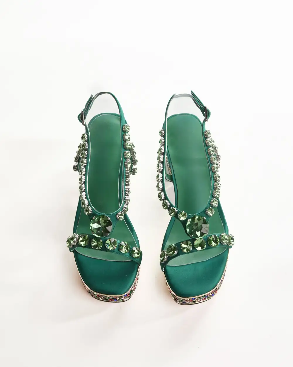 Gem Platform Sandals in Green