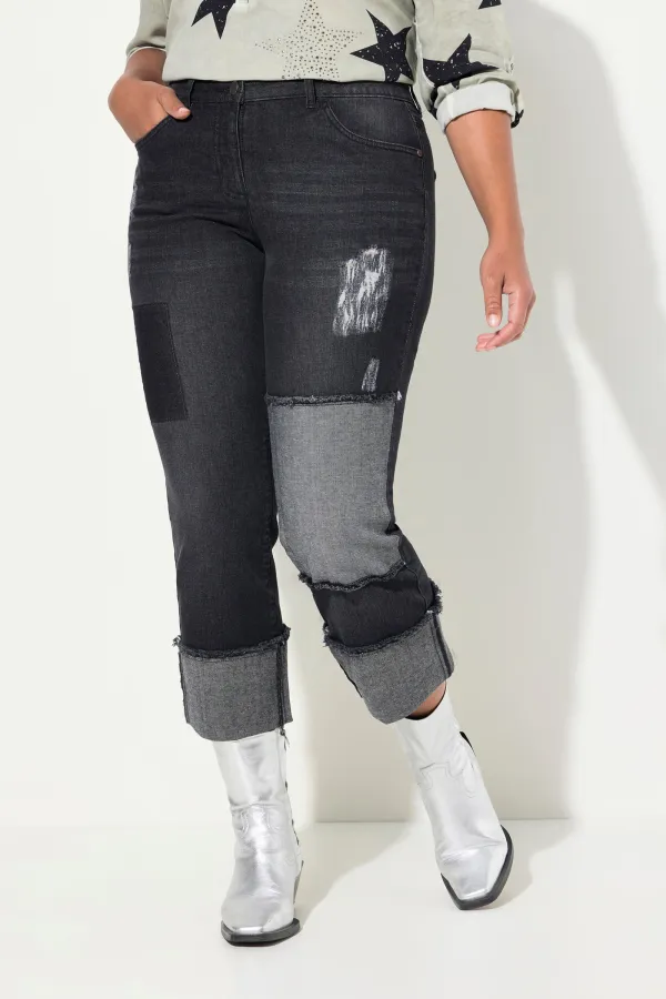 Roll Up Hem Spliced Jeans