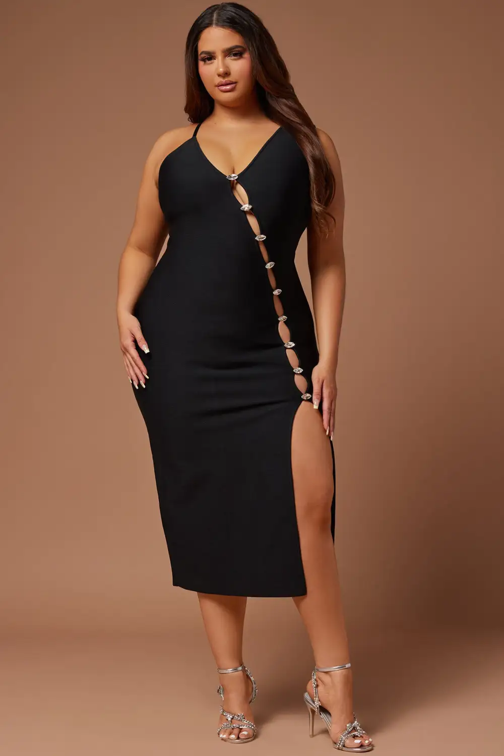 Elsa Bandage Midi Dress - Black