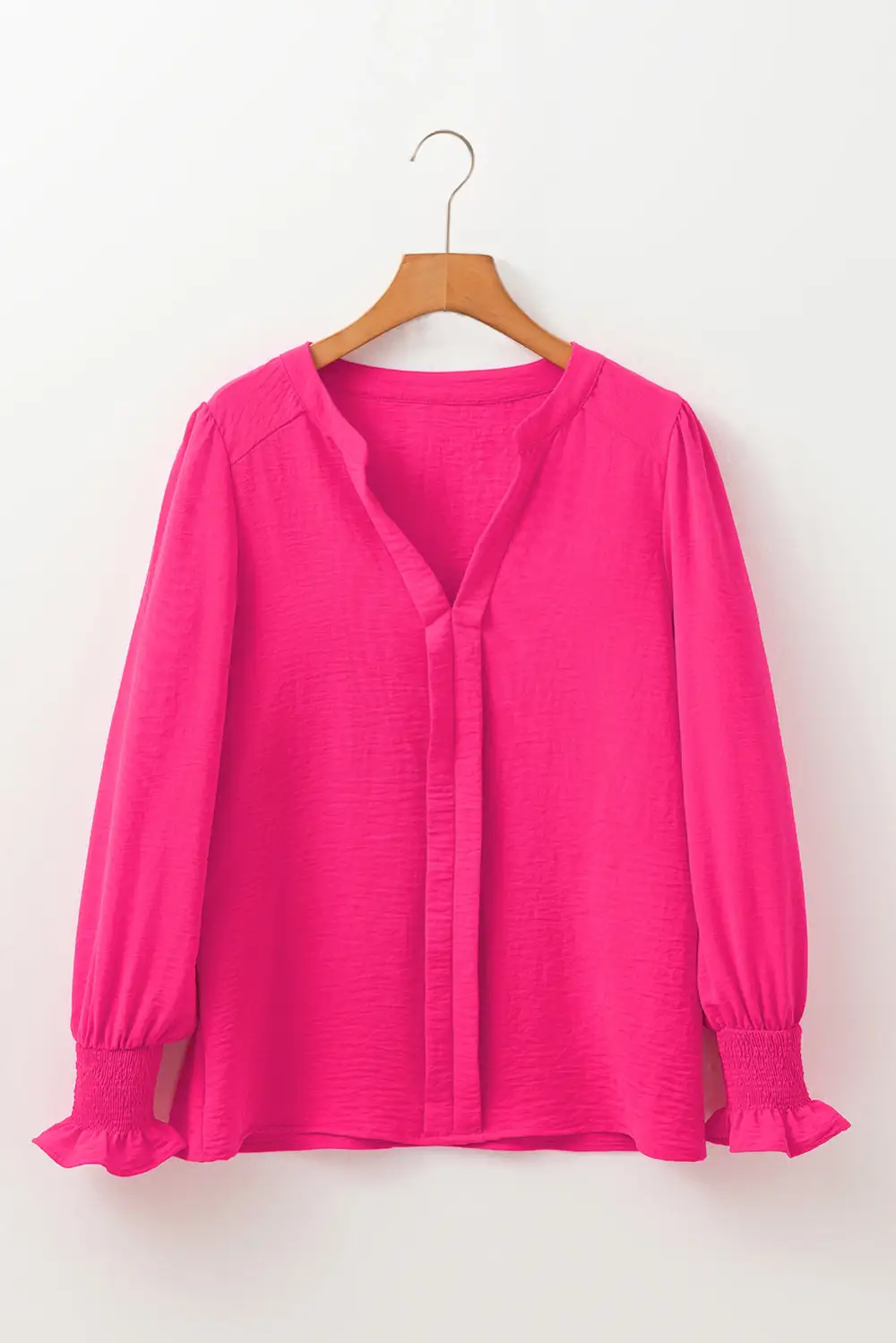 Ruffled Smocked Shirred Blouse