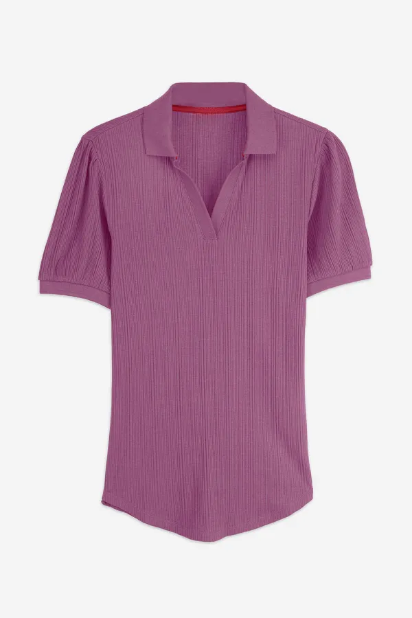 Women's Ribbed Cotton Slim Fit Polo Shirt