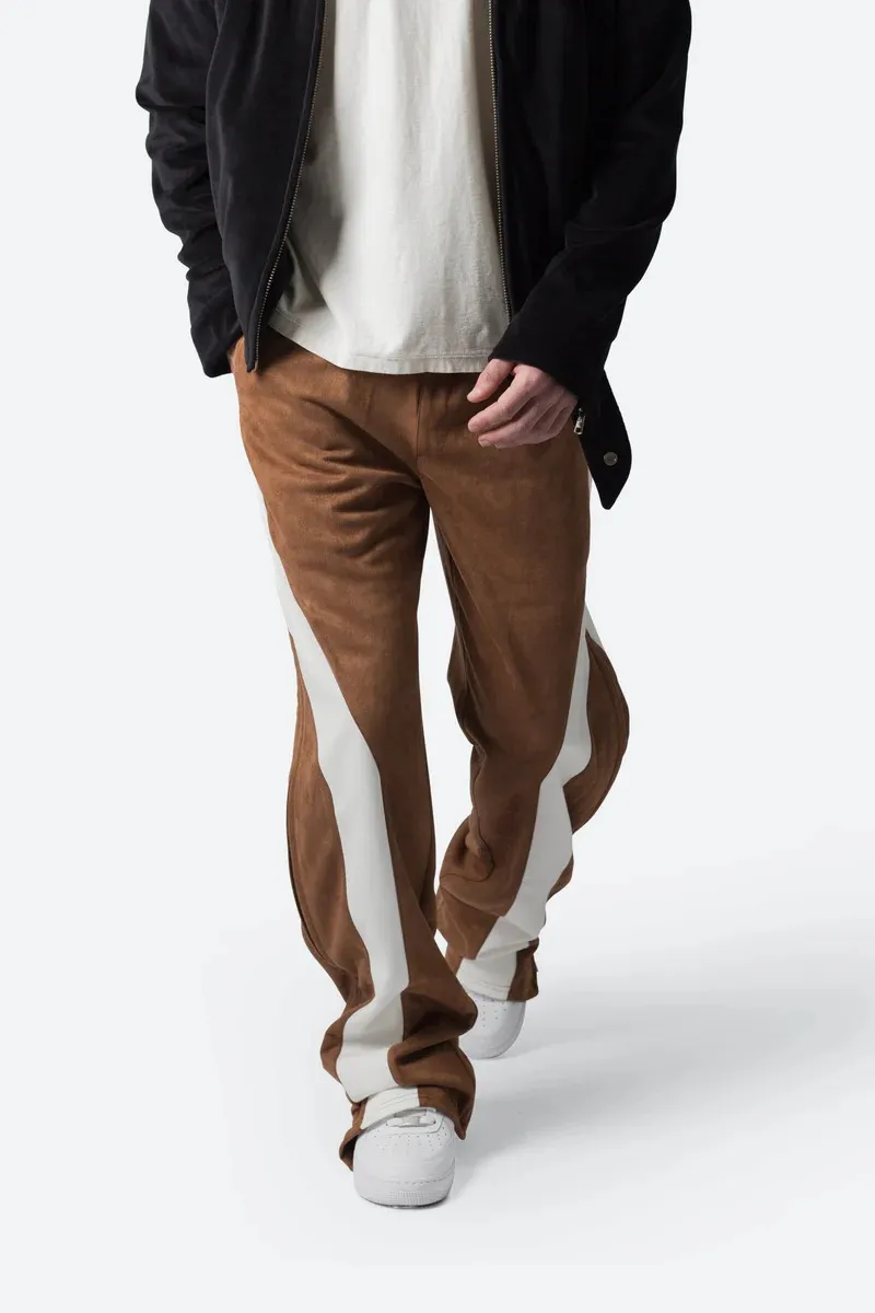 BROWN ELASTIC WAIST WIDE LEG PANTS