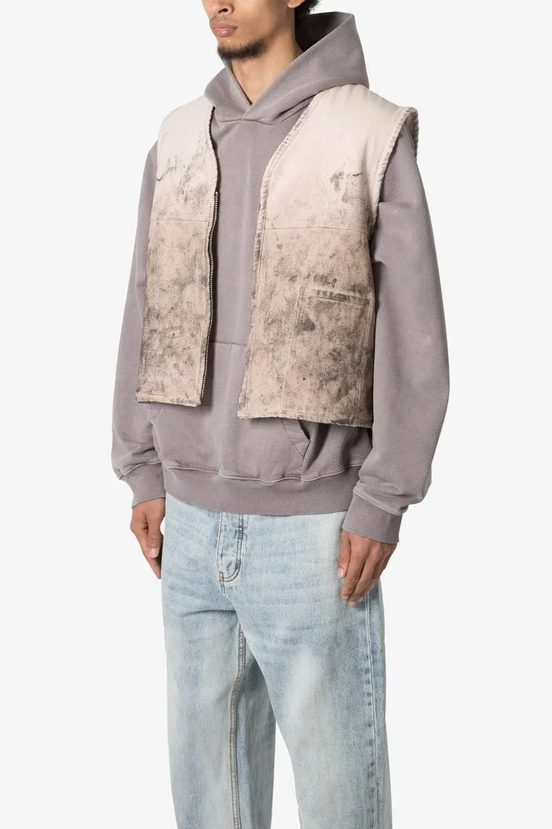 GRAY DISTRESSED SHERPA VEST
