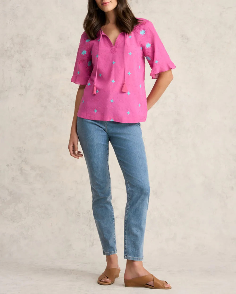 Rose Fuschia Embroidered Blouse