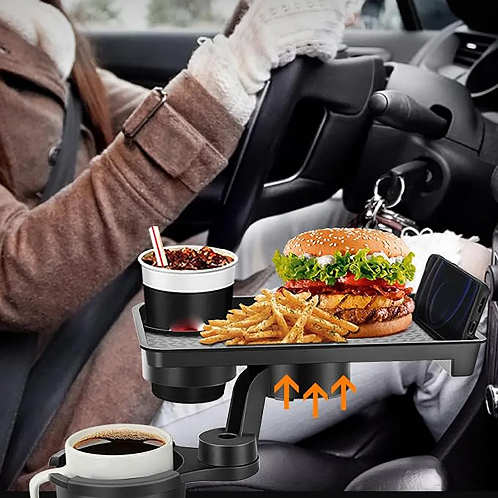 Universal Car Cup Holder Tray With Dining Table