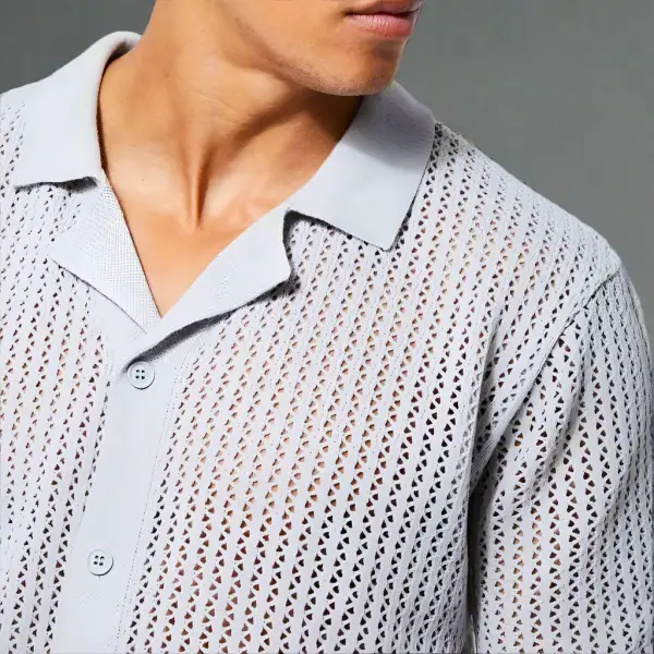 Open Stitch Collar Shirt