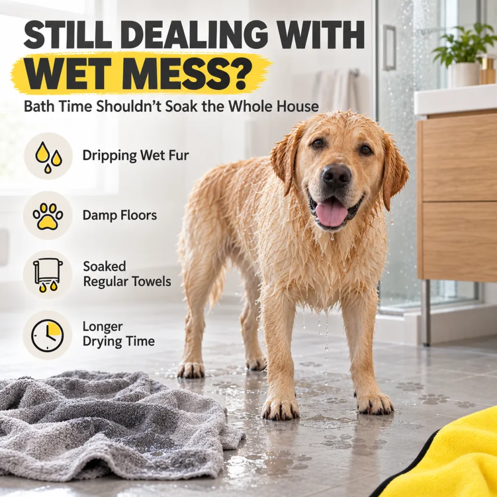 Quick-Dry Absorbent Coral Fleece Pet Bath Towel
