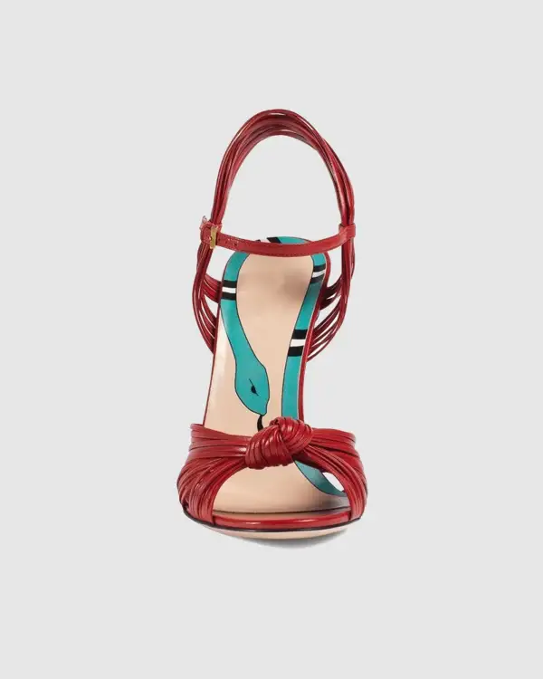 Woven Leather Sandals in Red
