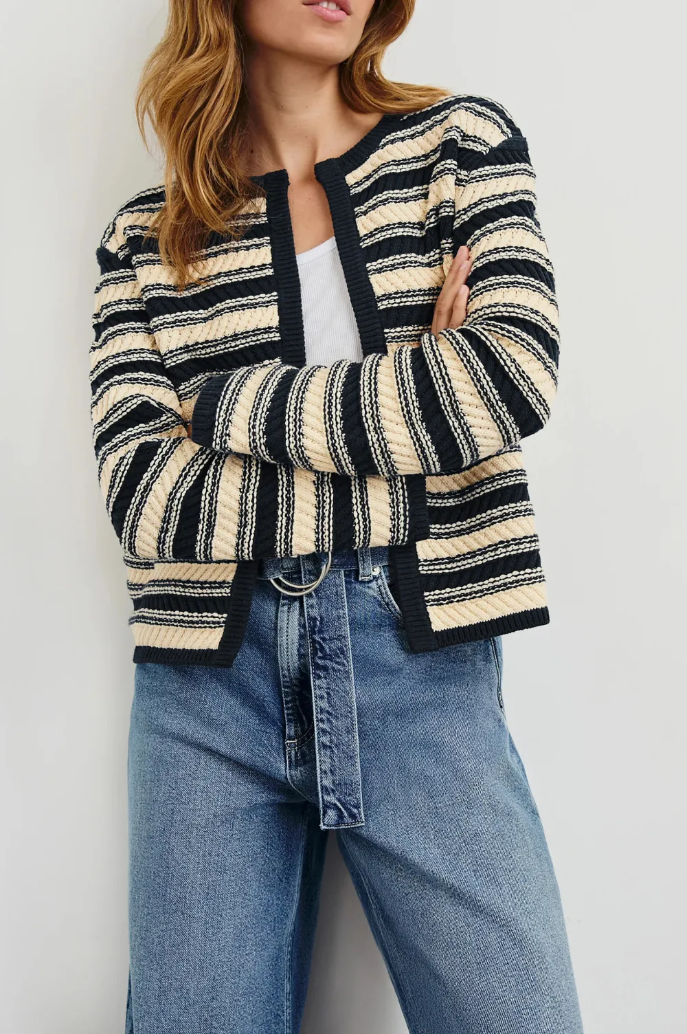 Striped Knitted Wool Cardigan