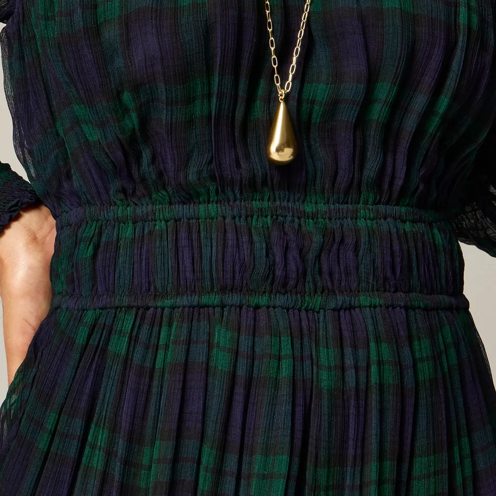 Crinkle Chiffon Sheer Long-Sleeve Dresses