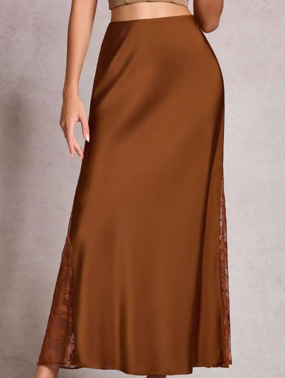 Satin Lace A Line Skirt