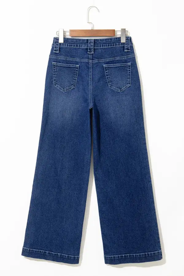 Wide Leg High Waist Pocketed Jeans