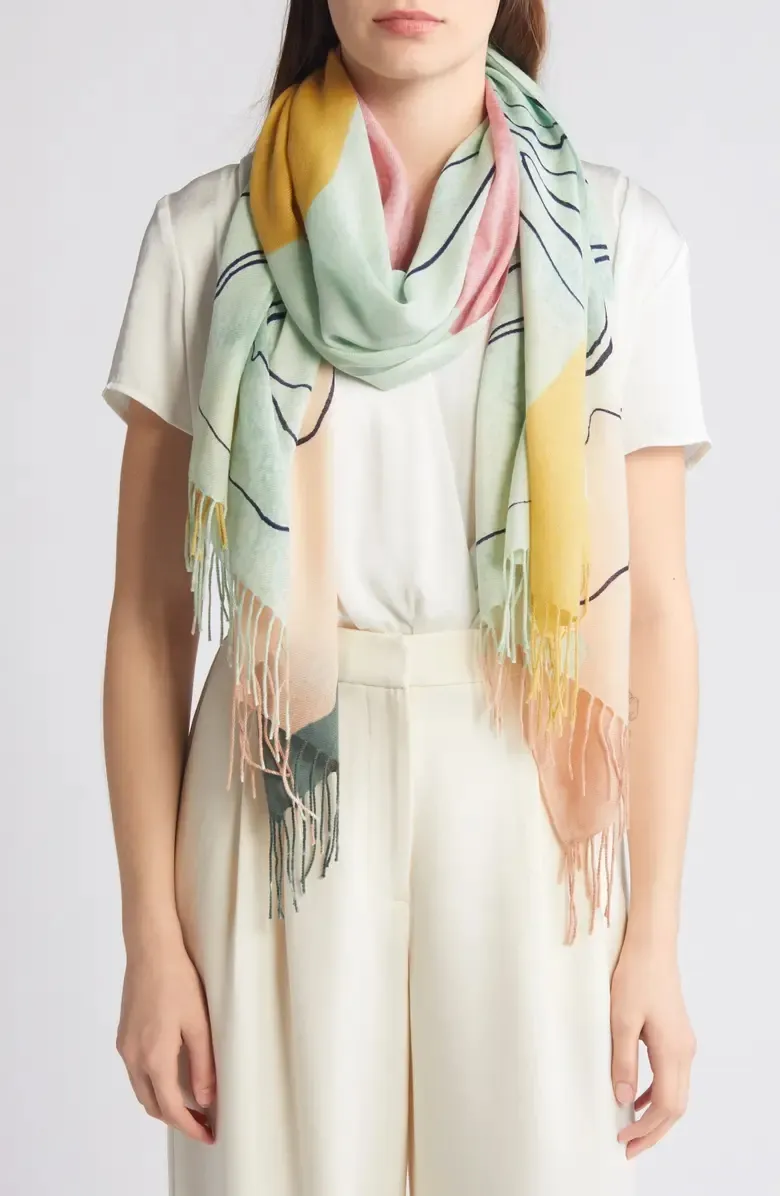 Tissue Print Wool & Cashmere Wrap Scarf