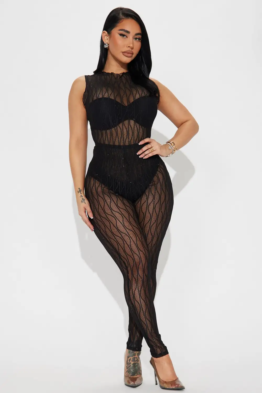 Feeling Accomplished Mesh Legging Set - Black