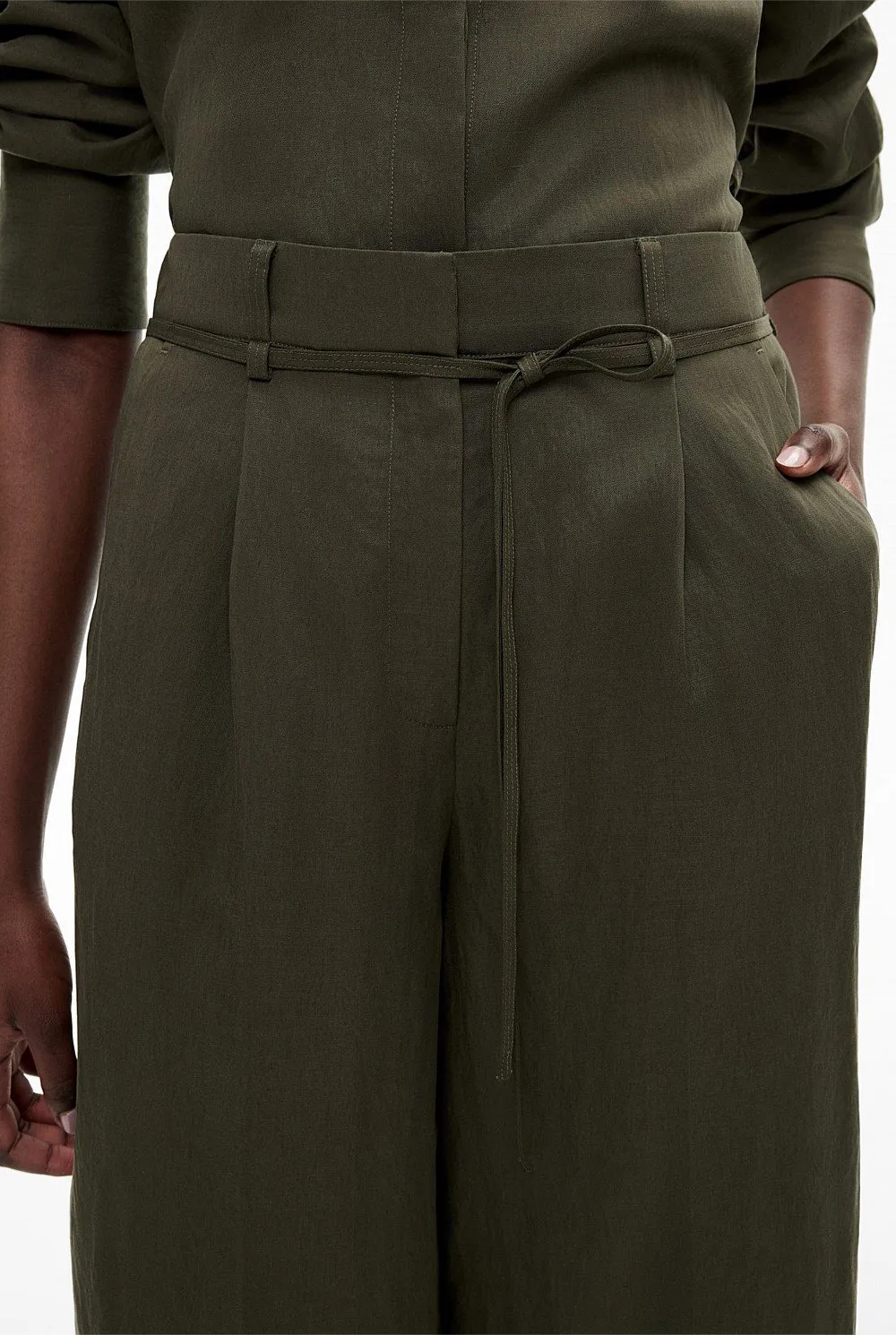 Tie-Waist Straight-Leg Sport Pants