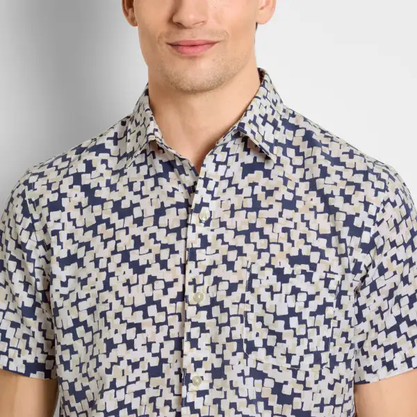 Shadow Print Short Sleeve Camp Shirt