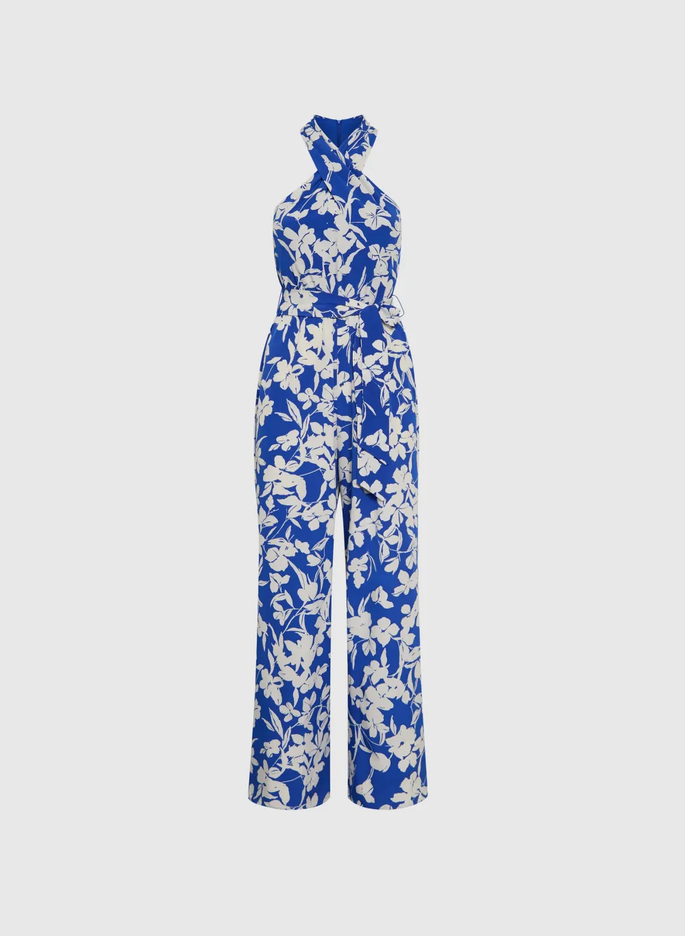 Loose-Fit Blue Floral Jumpsuit