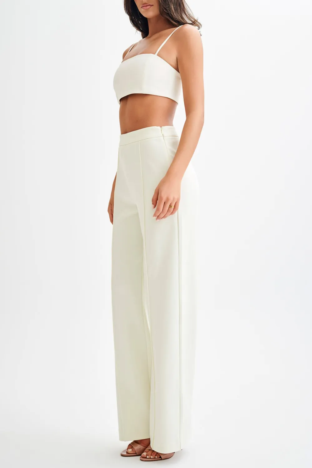 Slight Stretch Pleated Wide Leg Pants