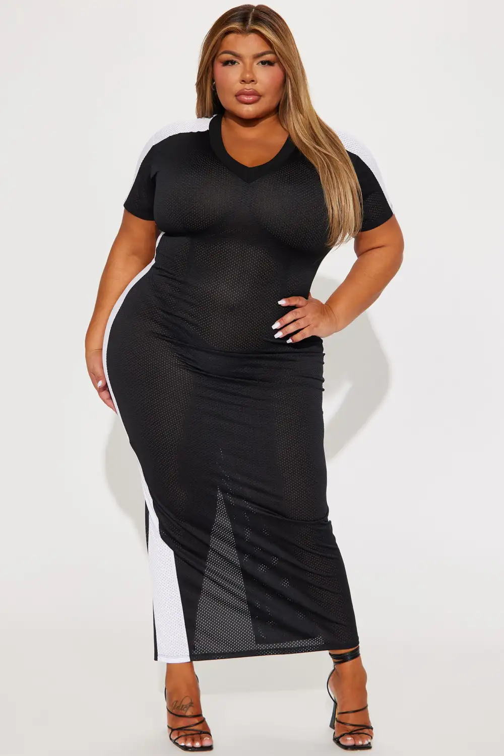 Game Day Jersey Maxi Dress - Black/White