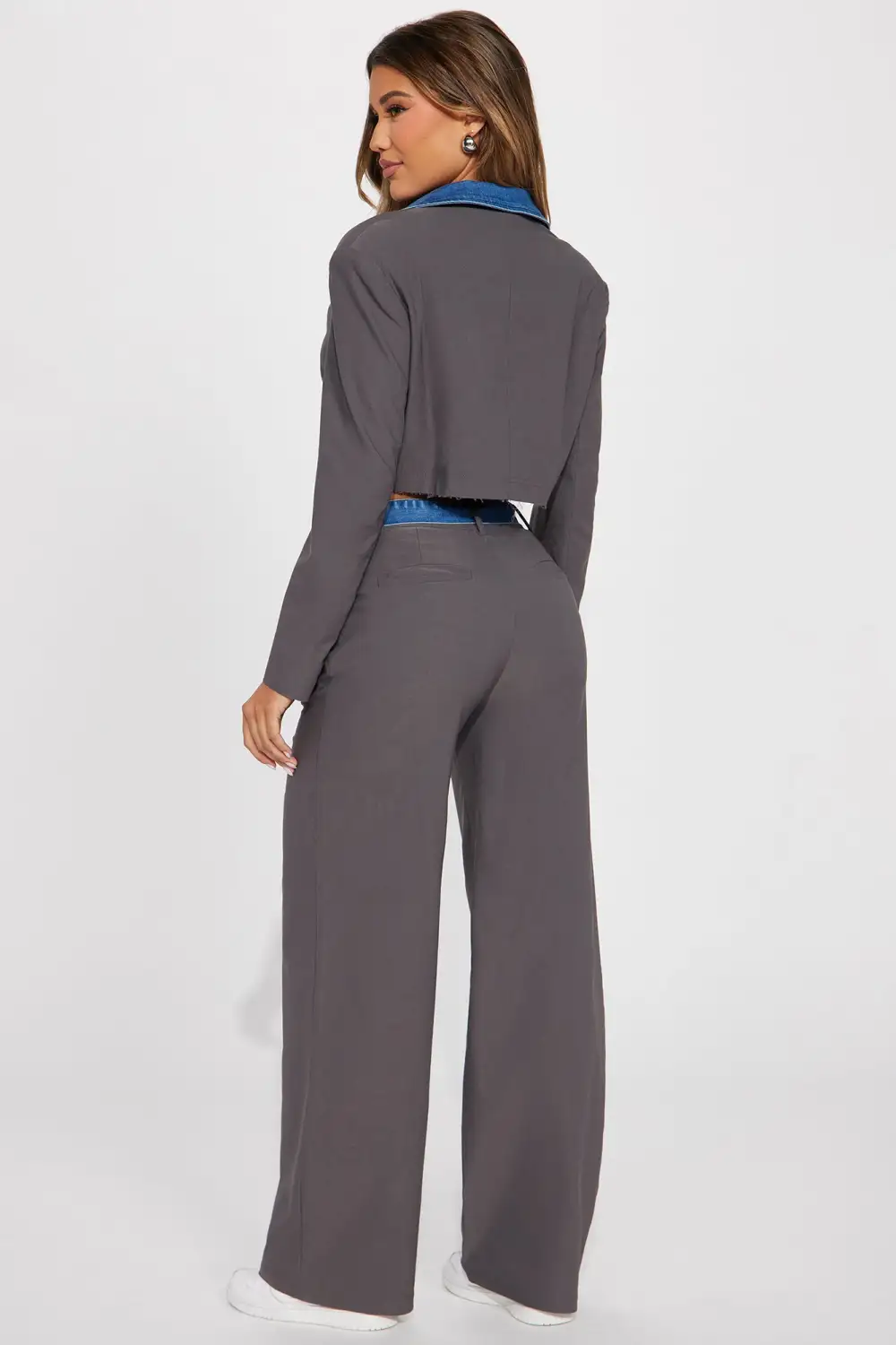 On Trend Blazer Pant Set - Charcoal