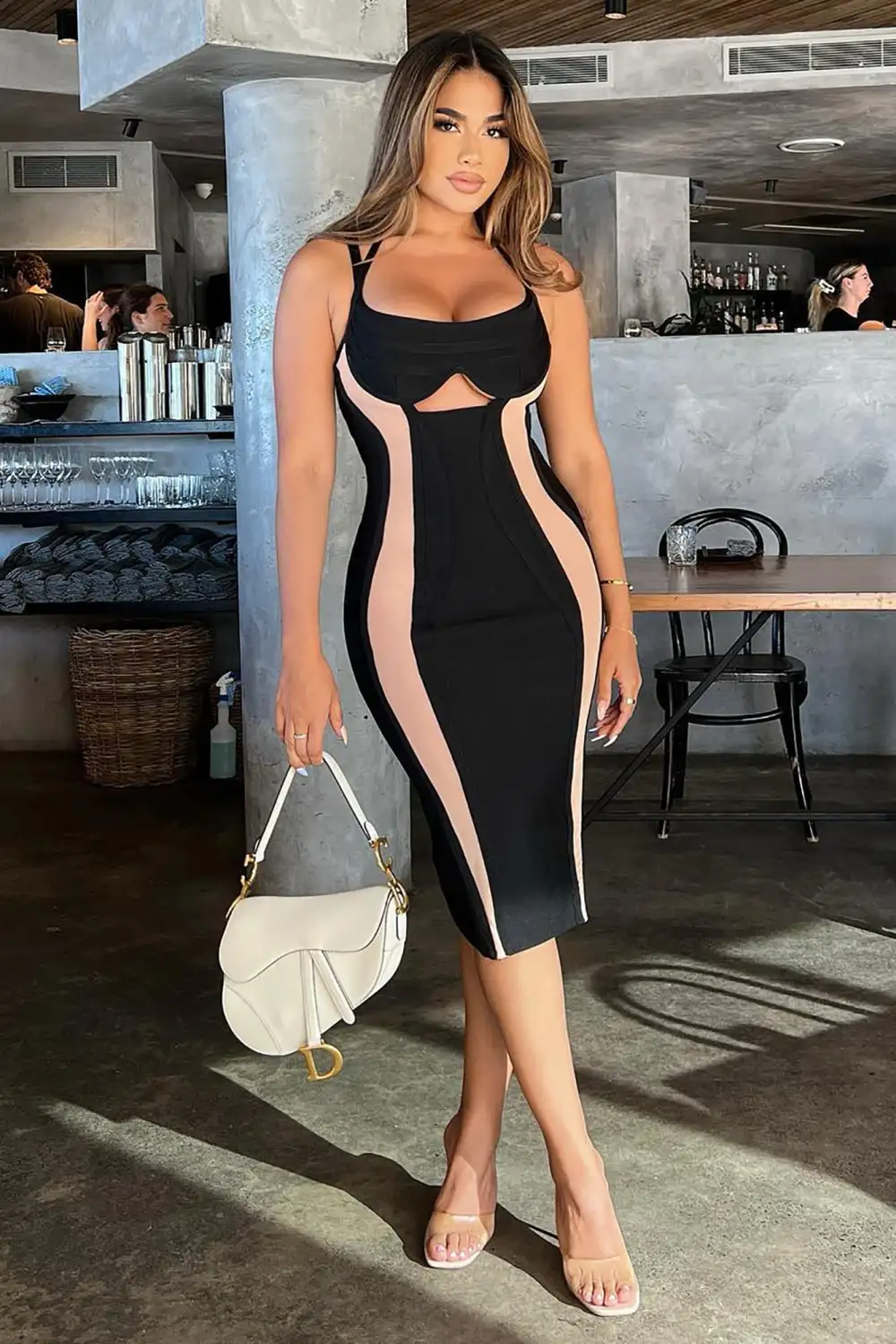 My Night Out Bandage Midi Dress - Black