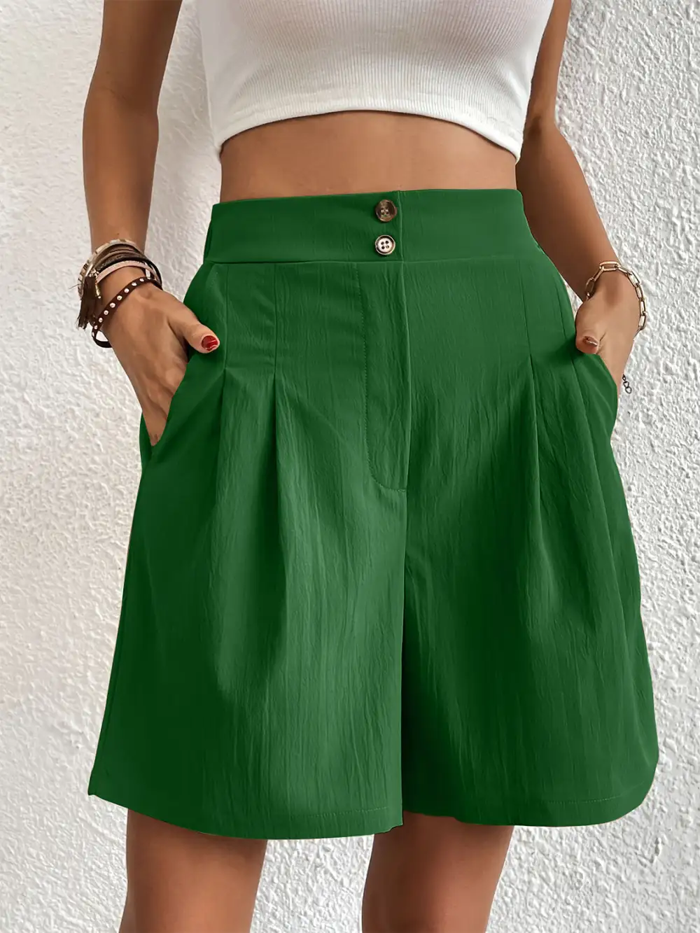 Utility Elastic Waist Pocket Detail Shorts