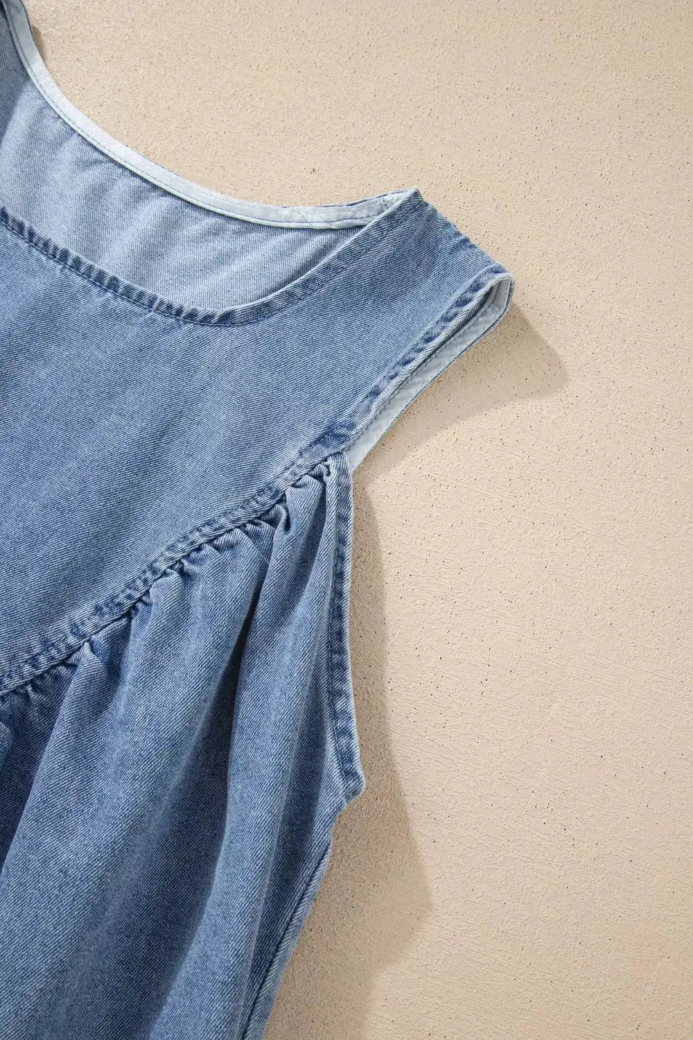 Pleated Patchwork Sleeveless Top