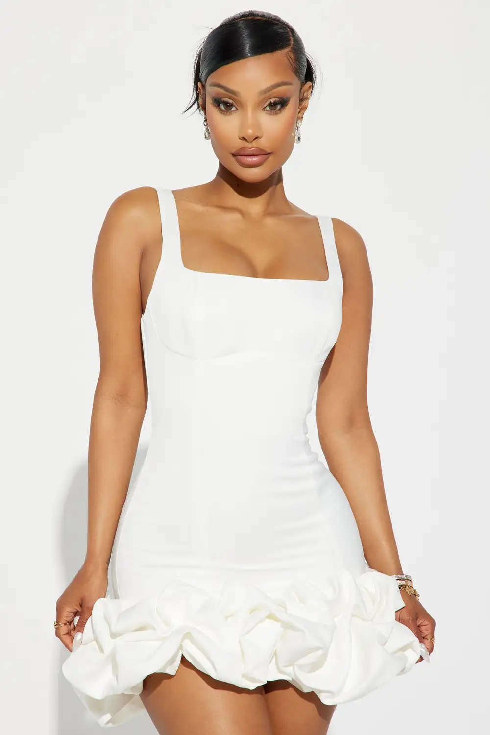Sienna Satin Mini Dress - White