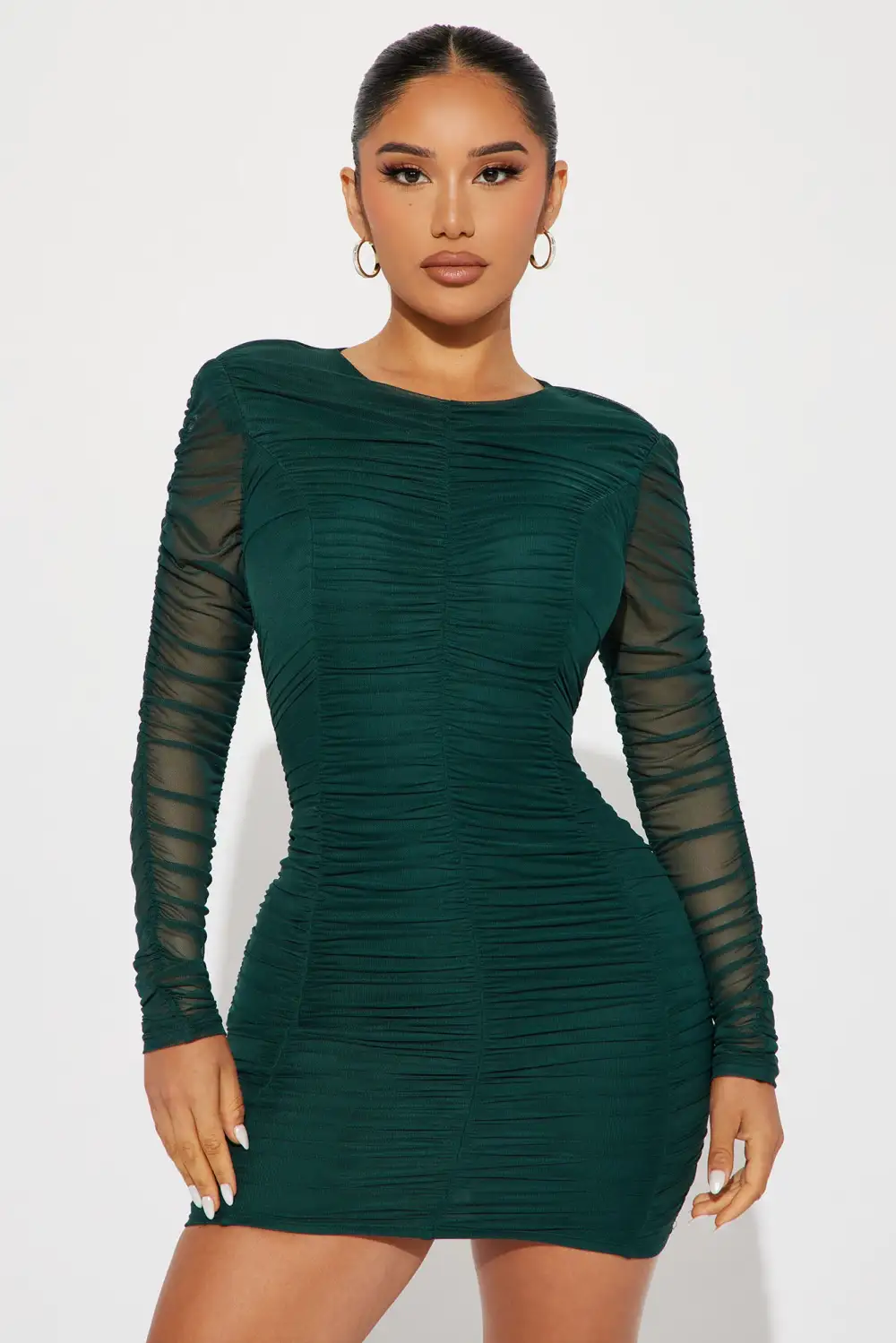 Halie Mesh Mini Dress - Hunter